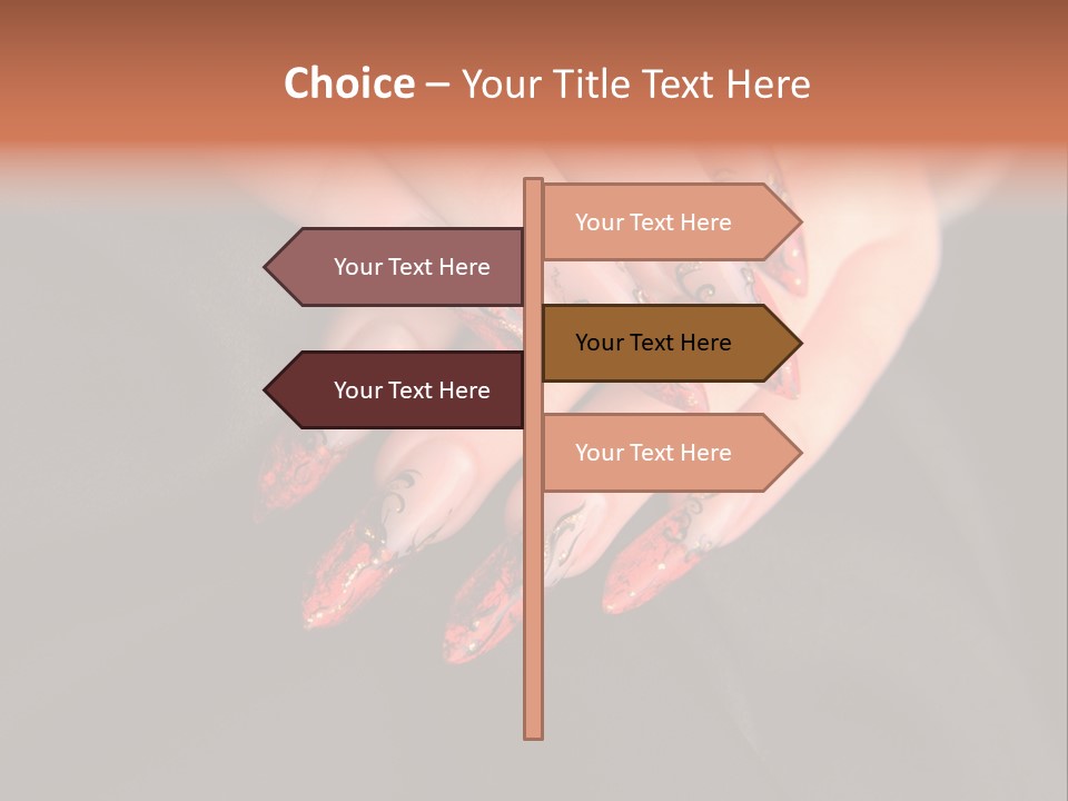 A Woman's Hand With A Red And Black Manicure PowerPoint Template