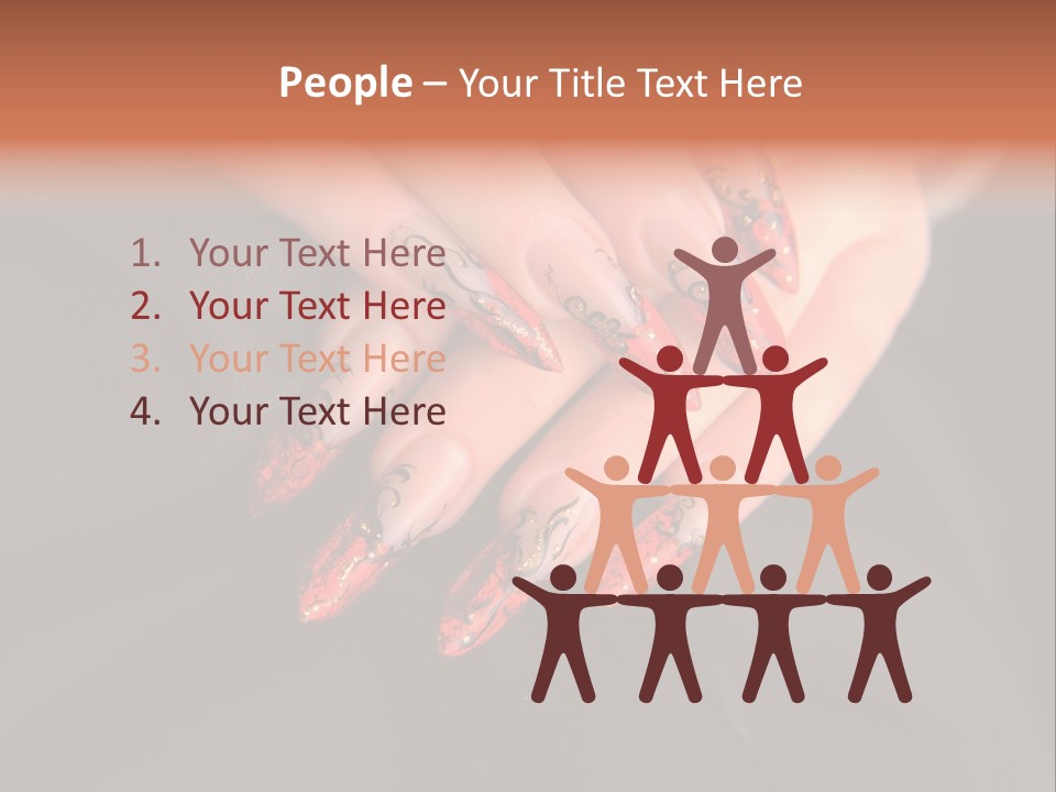 A Woman's Hand With A Red And Black Manicure PowerPoint Template