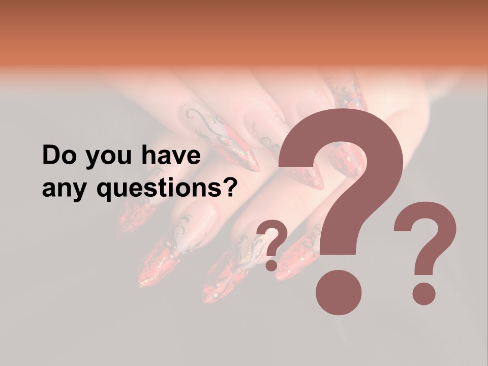 A Woman's Hand With A Red And Black Manicure PowerPoint Template