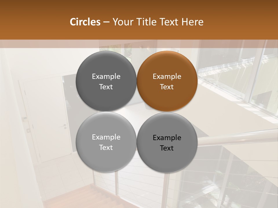 A Staircase Leading Up To A Window In A House PowerPoint Template