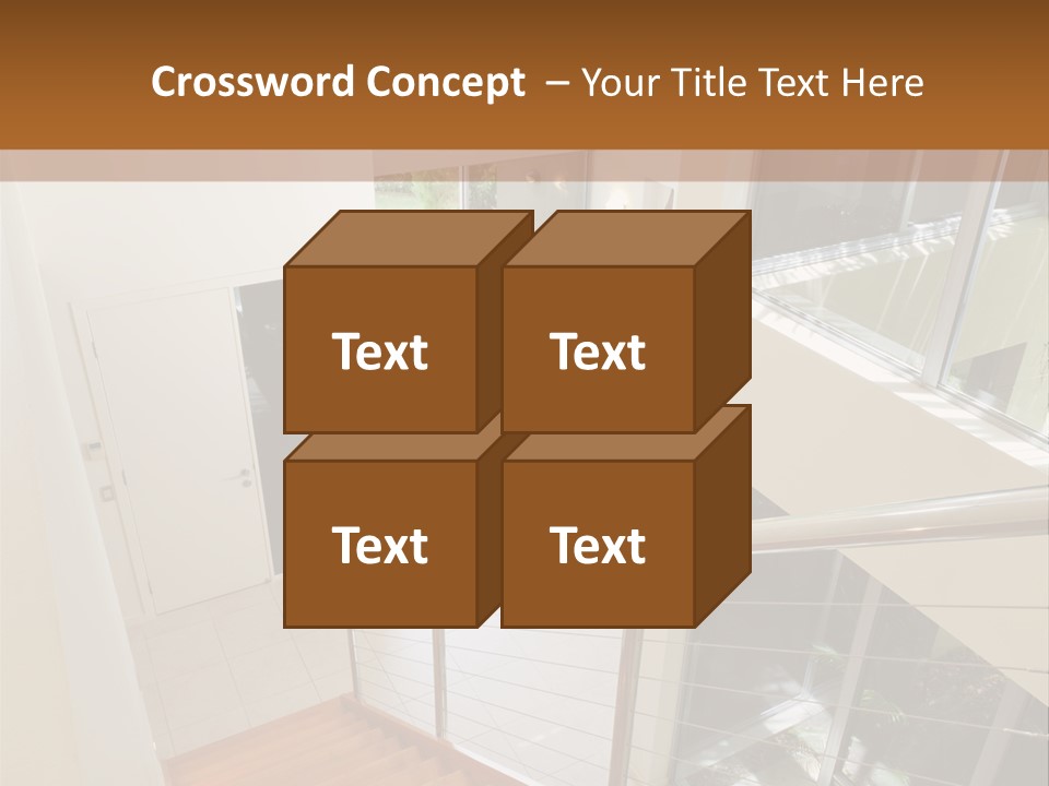 A Staircase Leading Up To A Window In A House PowerPoint Template