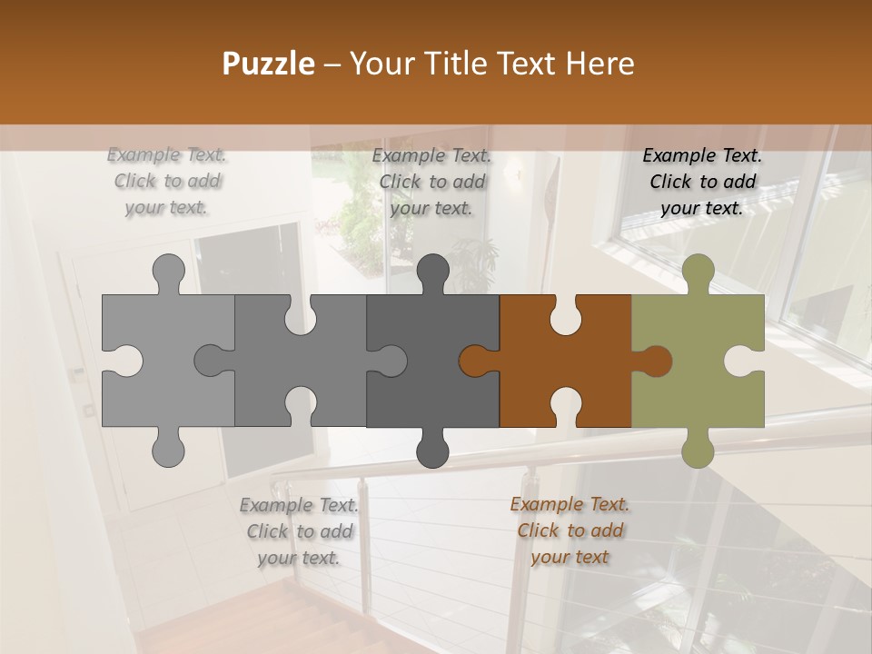 A Staircase Leading Up To A Window In A House PowerPoint Template