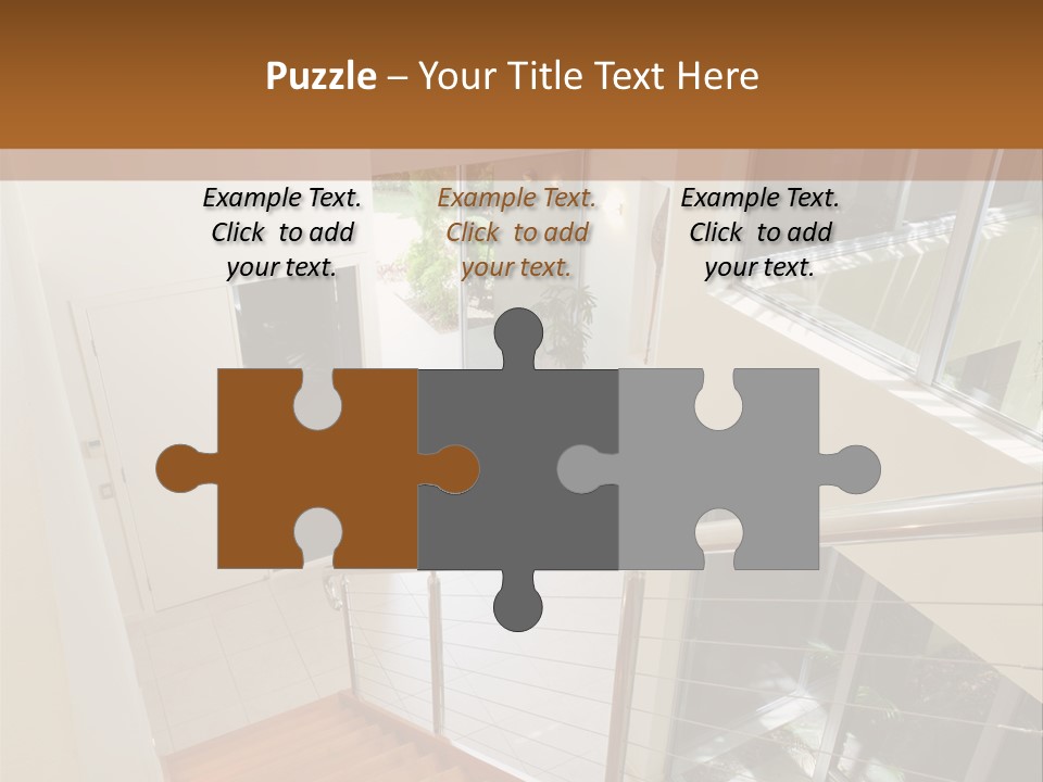 A Staircase Leading Up To A Window In A House PowerPoint Template