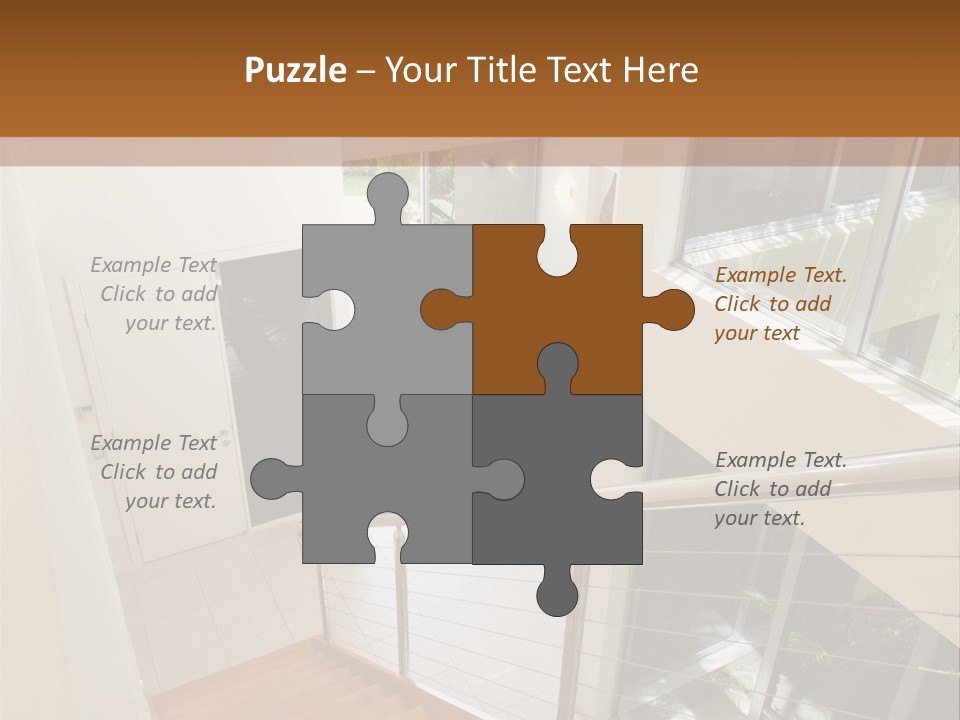 A Staircase Leading Up To A Window In A House PowerPoint Template