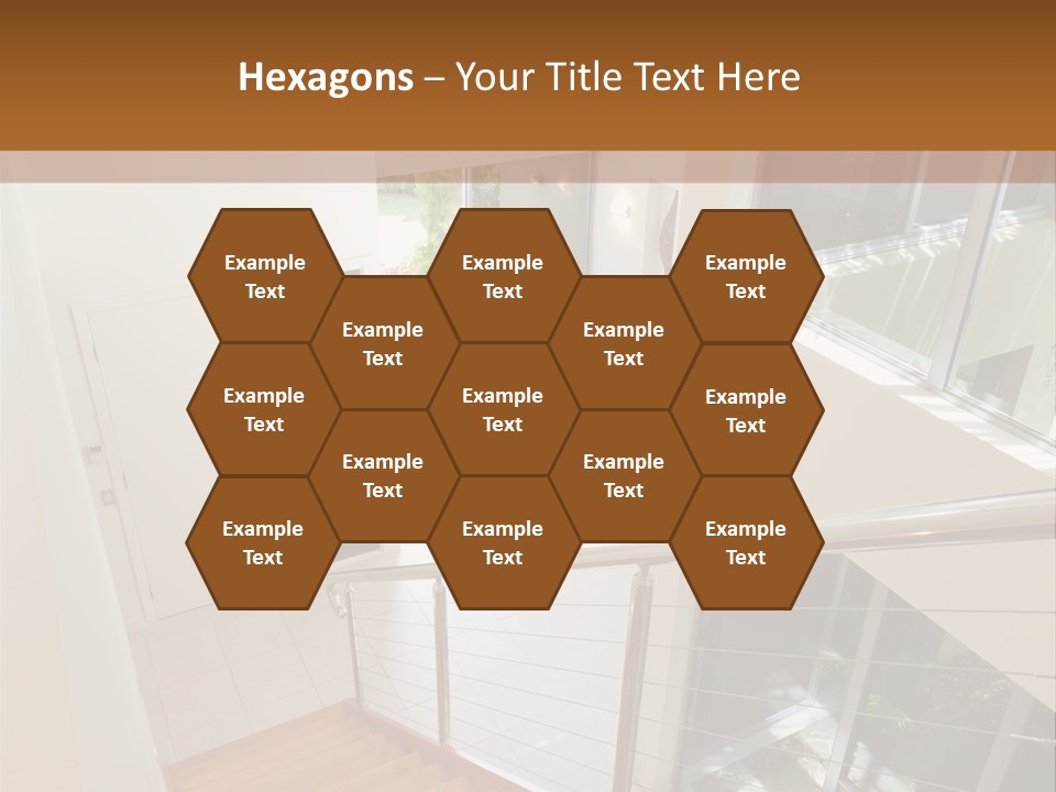 A Staircase Leading Up To A Window In A House PowerPoint Template