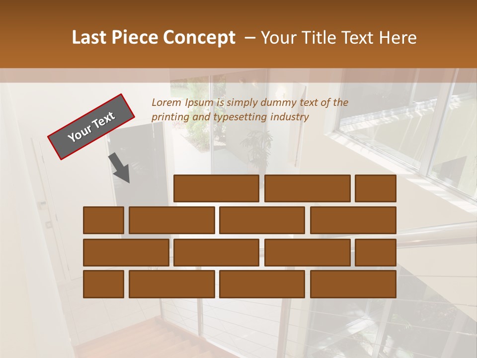 A Staircase Leading Up To A Window In A House PowerPoint Template