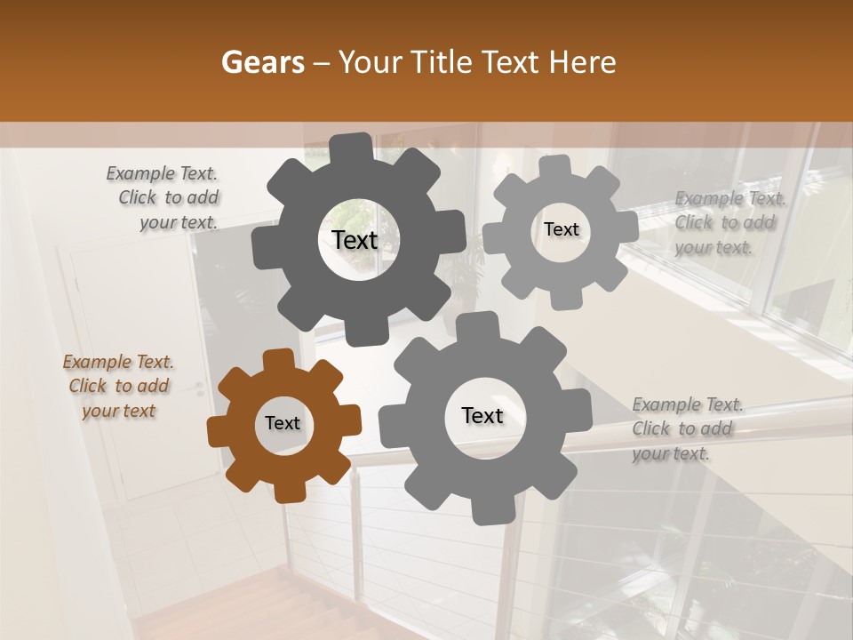 A Staircase Leading Up To A Window In A House PowerPoint Template