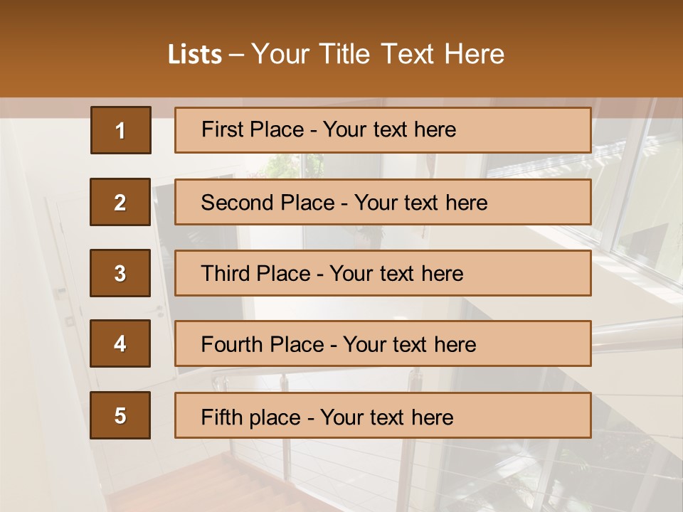 A Staircase Leading Up To A Window In A House PowerPoint Template