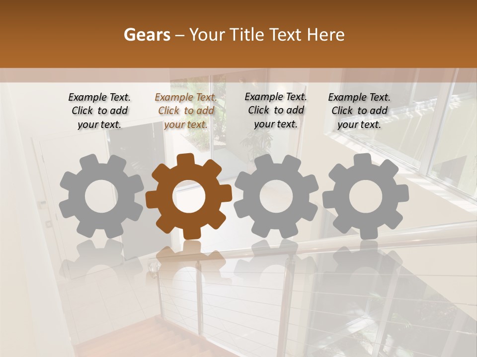 A Staircase Leading Up To A Window In A House PowerPoint Template