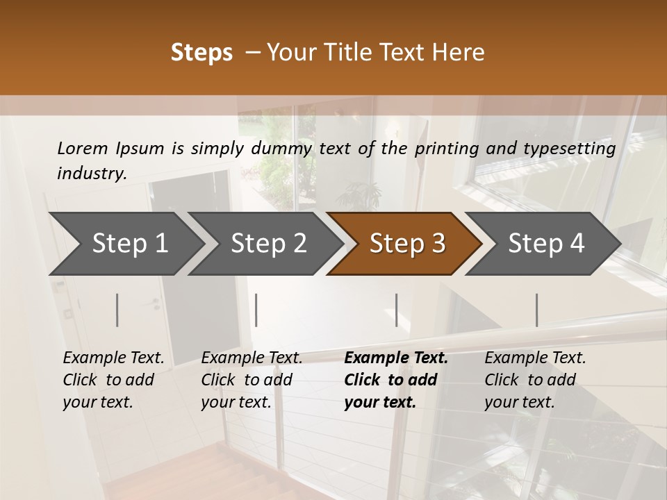 A Staircase Leading Up To A Window In A House PowerPoint Template