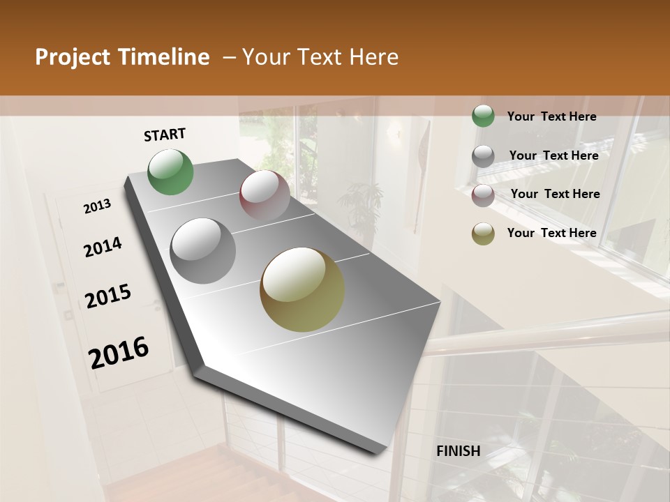 A Staircase Leading Up To A Window In A House PowerPoint Template