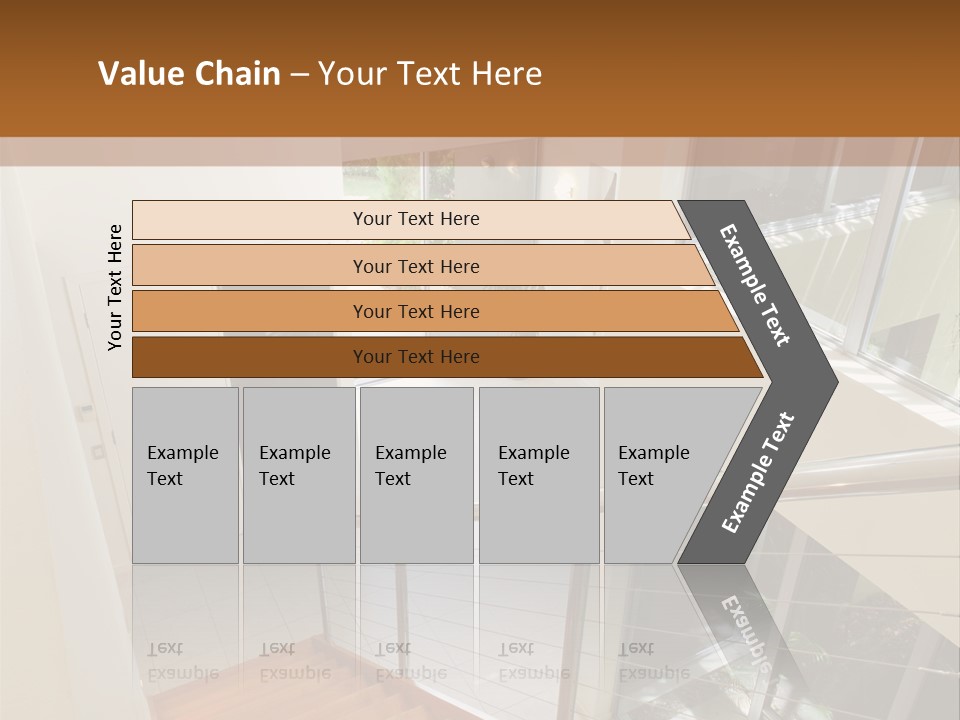 A Staircase Leading Up To A Window In A House PowerPoint Template