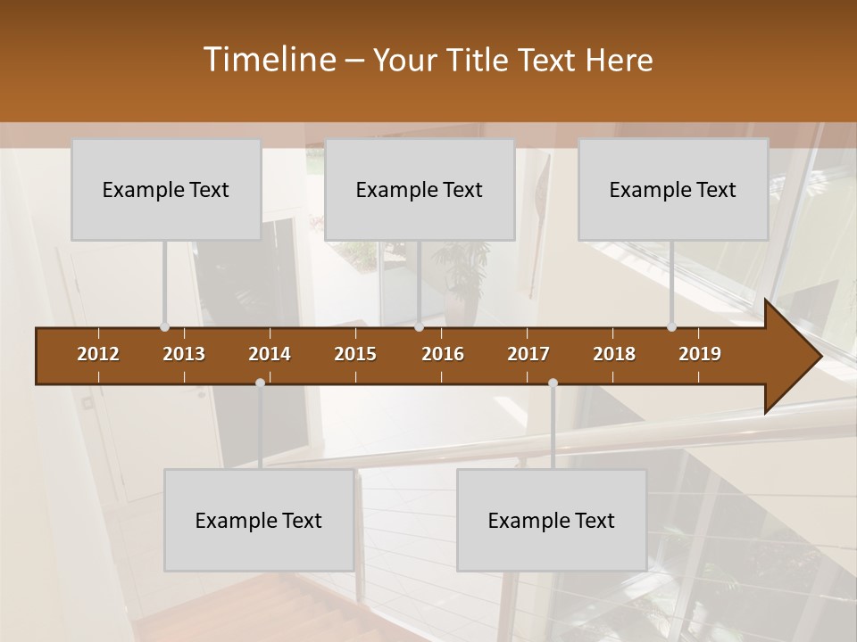 A Staircase Leading Up To A Window In A House PowerPoint Template