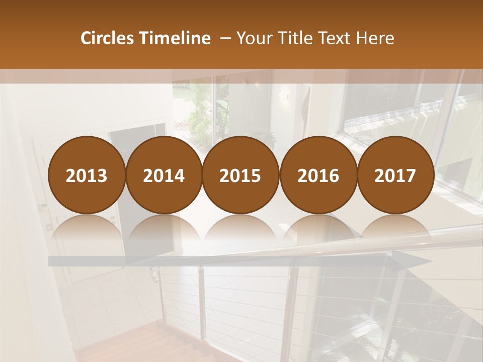A Staircase Leading Up To A Window In A House PowerPoint Template