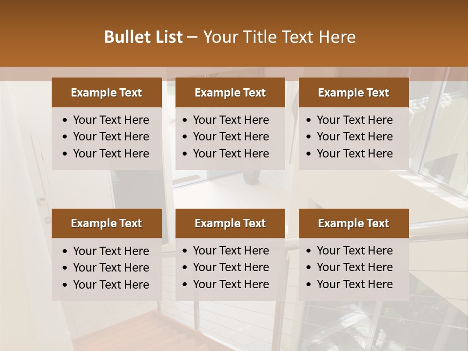 A Staircase Leading Up To A Window In A House PowerPoint Template