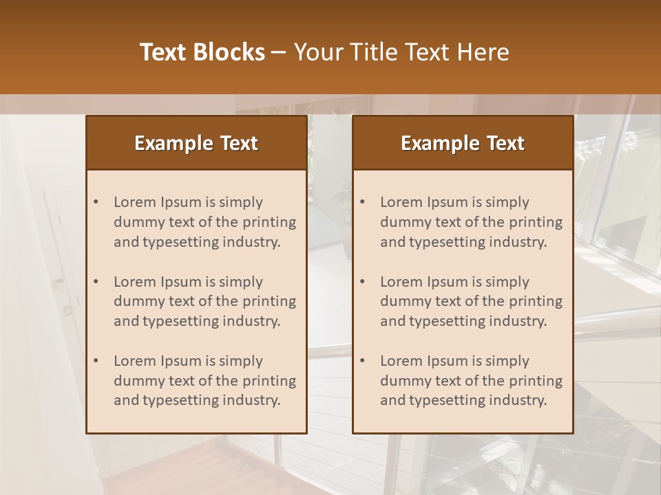 A Staircase Leading Up To A Window In A House PowerPoint Template