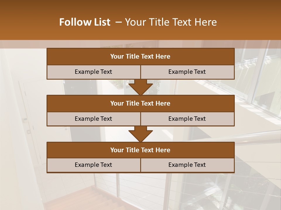 A Staircase Leading Up To A Window In A House PowerPoint Template