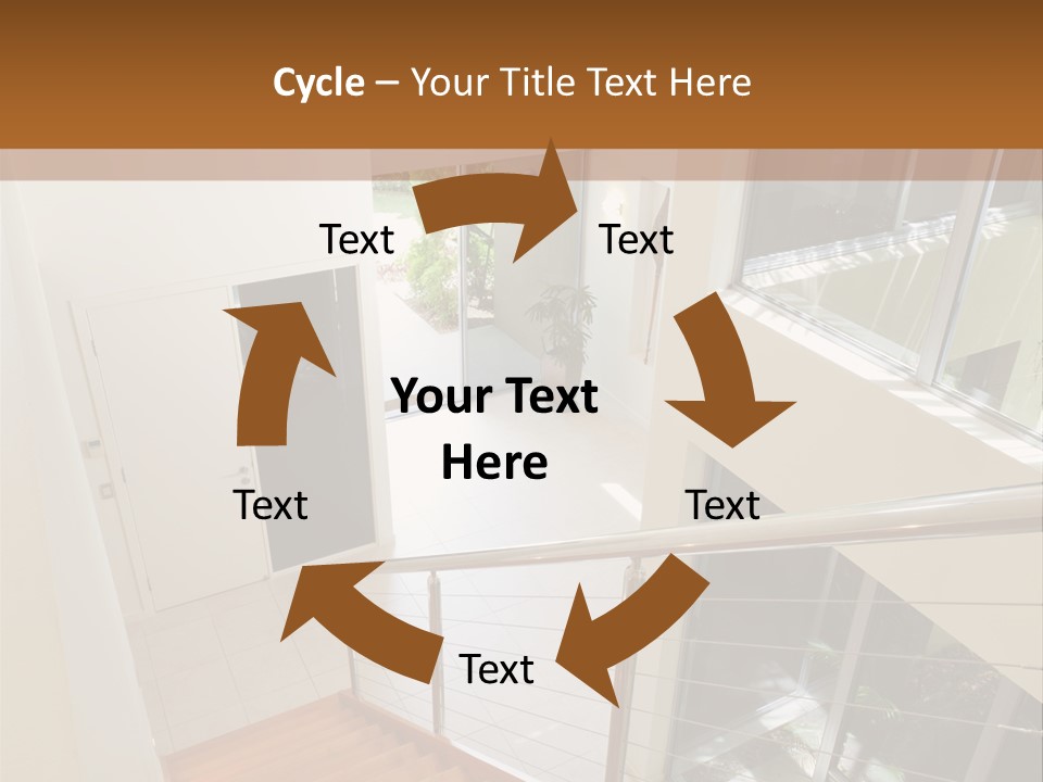 A Staircase Leading Up To A Window In A House PowerPoint Template