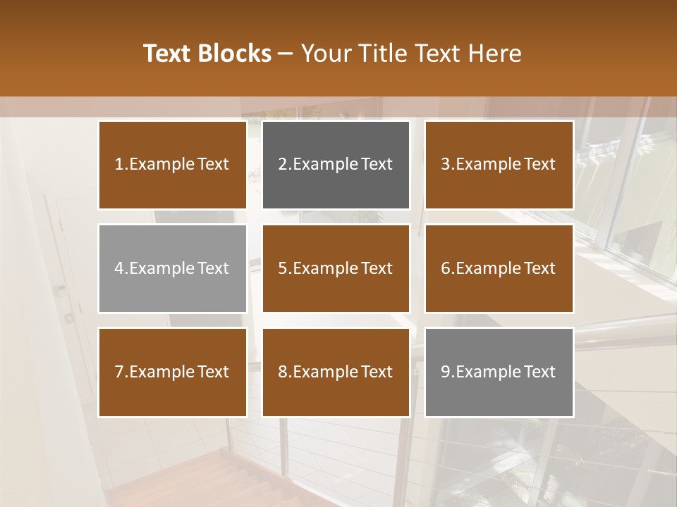 A Staircase Leading Up To A Window In A House PowerPoint Template