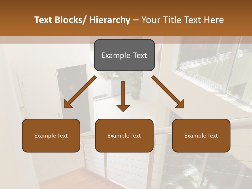 A Staircase Leading Up To A Window In A House PowerPoint Template