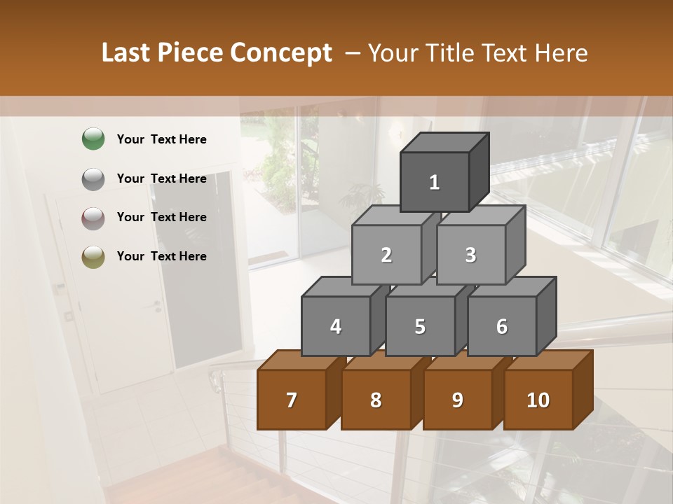 A Staircase Leading Up To A Window In A House PowerPoint Template