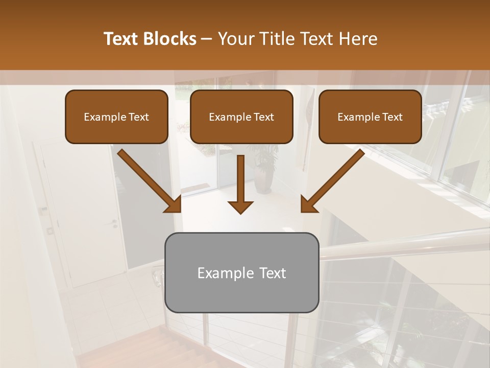 A Staircase Leading Up To A Window In A House PowerPoint Template