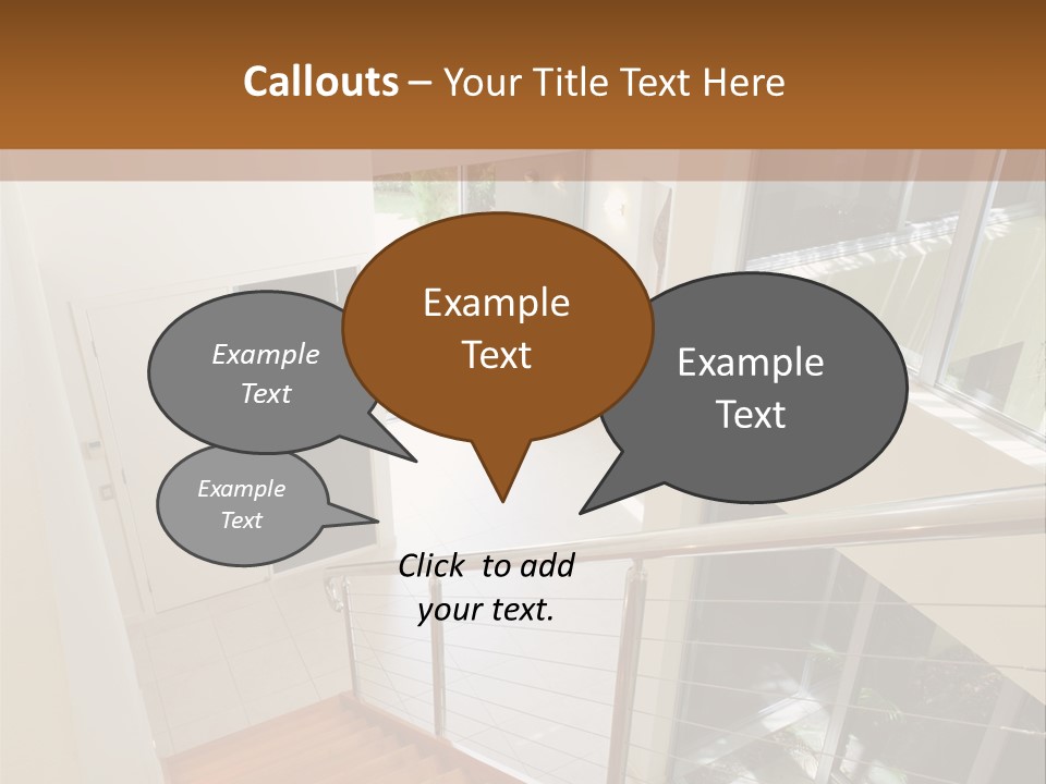 A Staircase Leading Up To A Window In A House PowerPoint Template