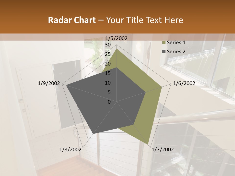 A Staircase Leading Up To A Window In A House PowerPoint Template