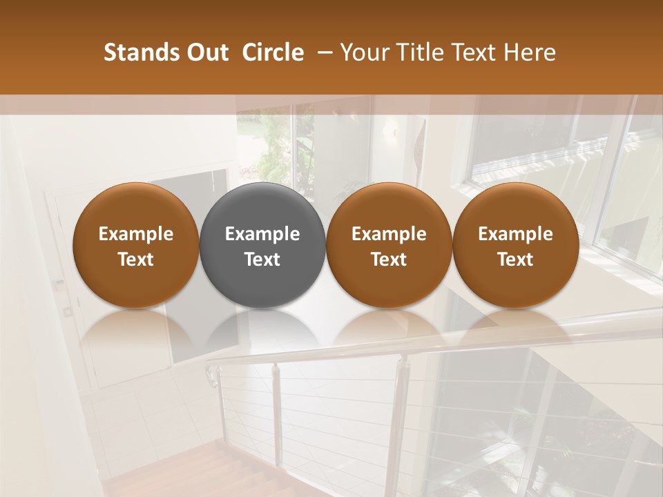 A Staircase Leading Up To A Window In A House PowerPoint Template