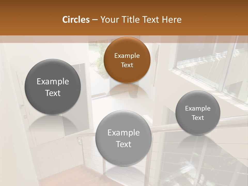 A Staircase Leading Up To A Window In A House PowerPoint Template