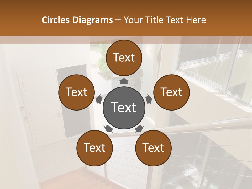 A Staircase Leading Up To A Window In A House PowerPoint Template