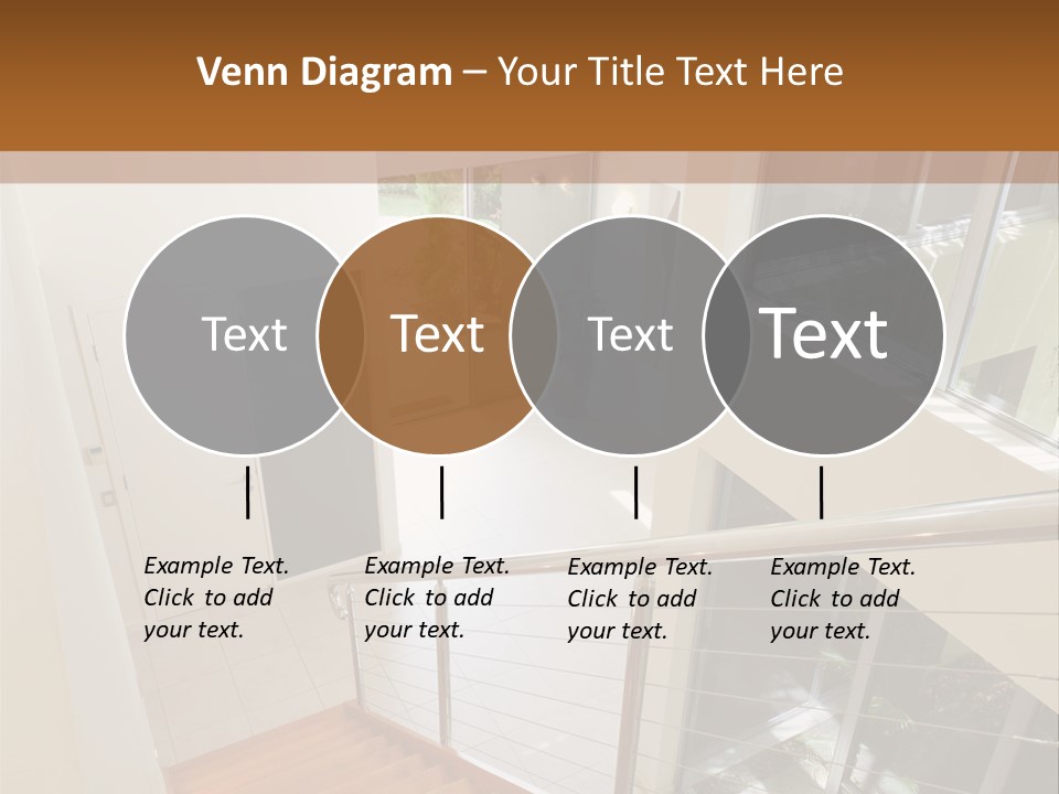A Staircase Leading Up To A Window In A House PowerPoint Template