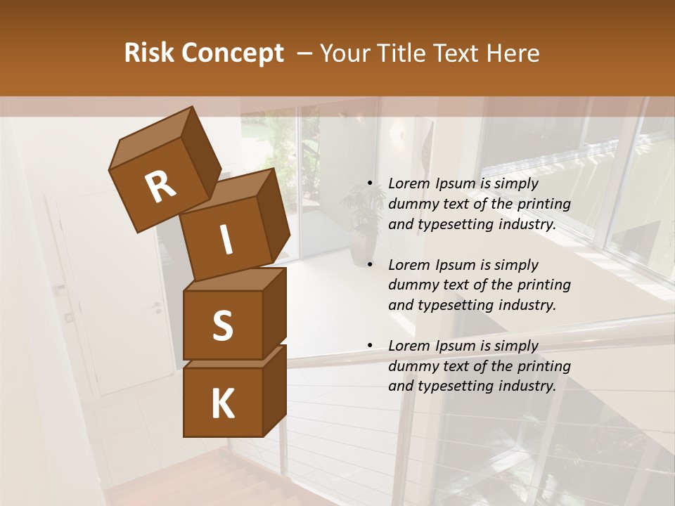 A Staircase Leading Up To A Window In A House PowerPoint Template