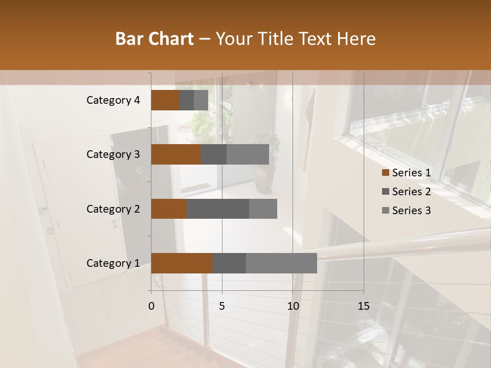 A Staircase Leading Up To A Window In A House PowerPoint Template