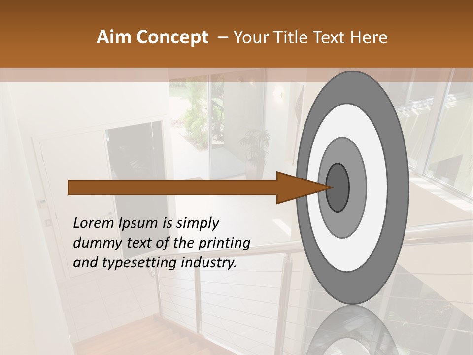 A Staircase Leading Up To A Window In A House PowerPoint Template