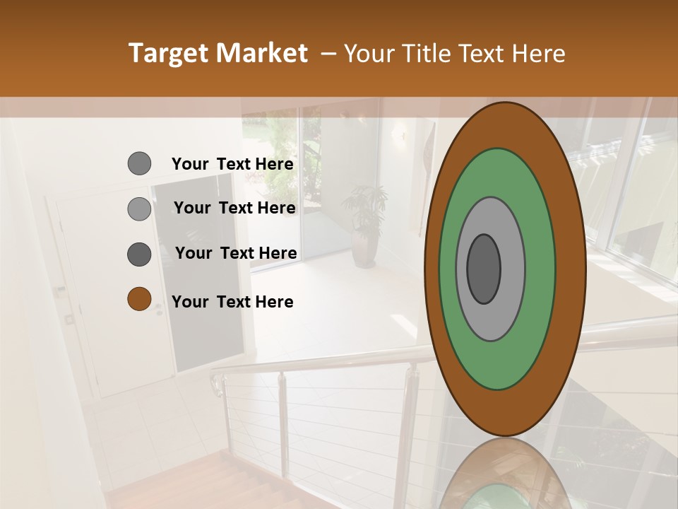 A Staircase Leading Up To A Window In A House PowerPoint Template