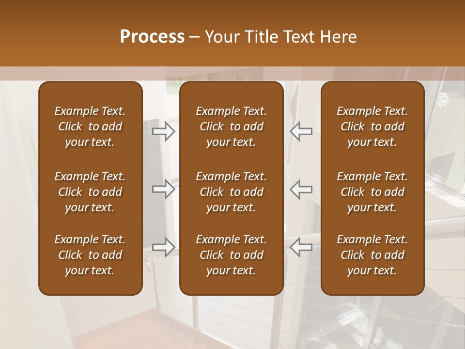 A Staircase Leading Up To A Window In A House PowerPoint Template