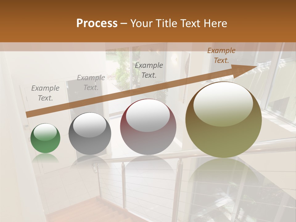 A Staircase Leading Up To A Window In A House PowerPoint Template