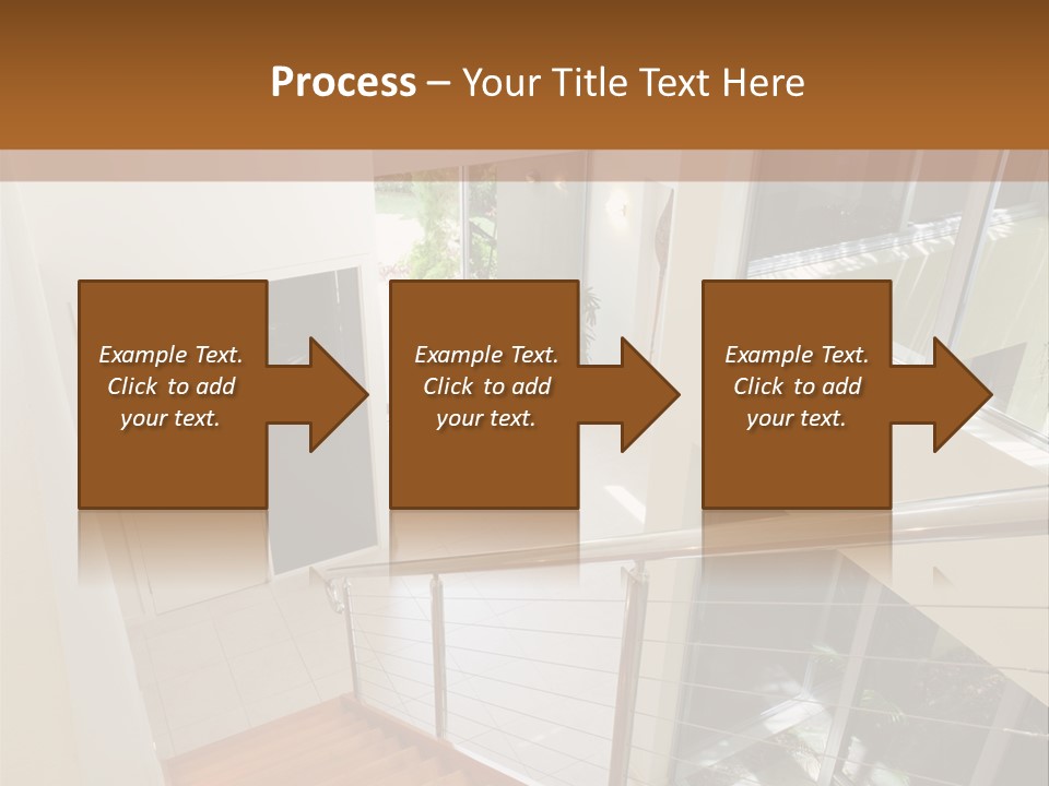 A Staircase Leading Up To A Window In A House PowerPoint Template
