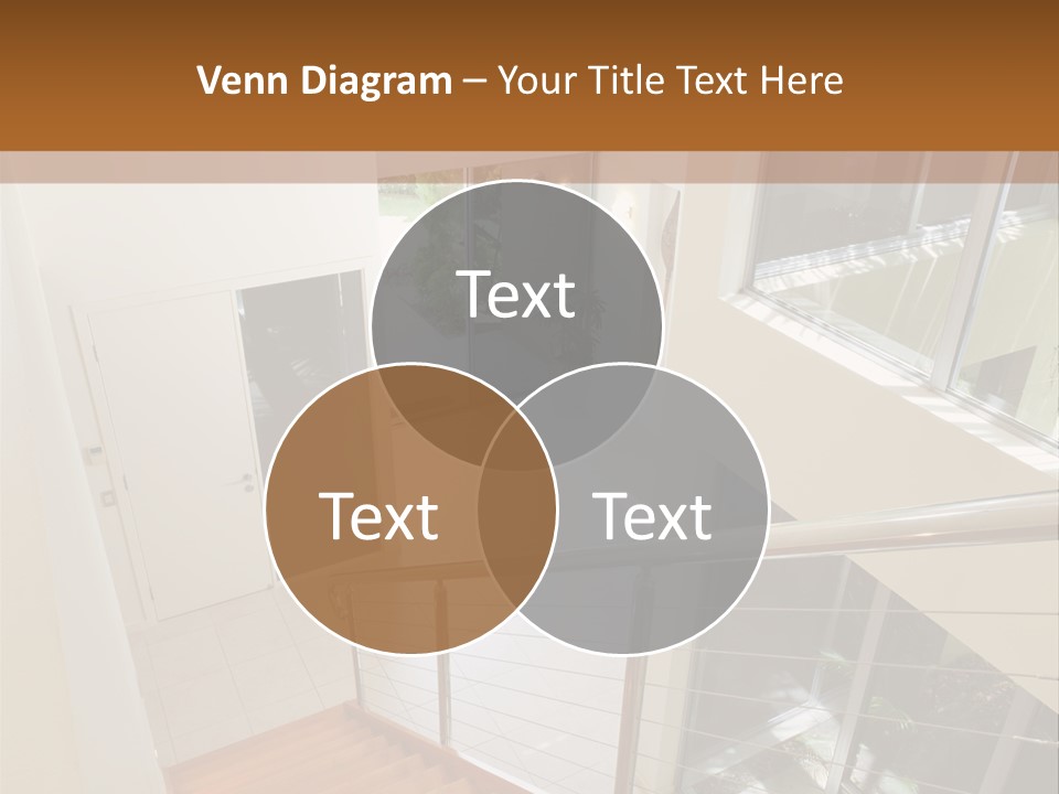 A Staircase Leading Up To A Window In A House PowerPoint Template