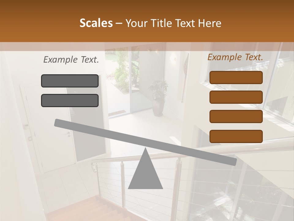A Staircase Leading Up To A Window In A House PowerPoint Template