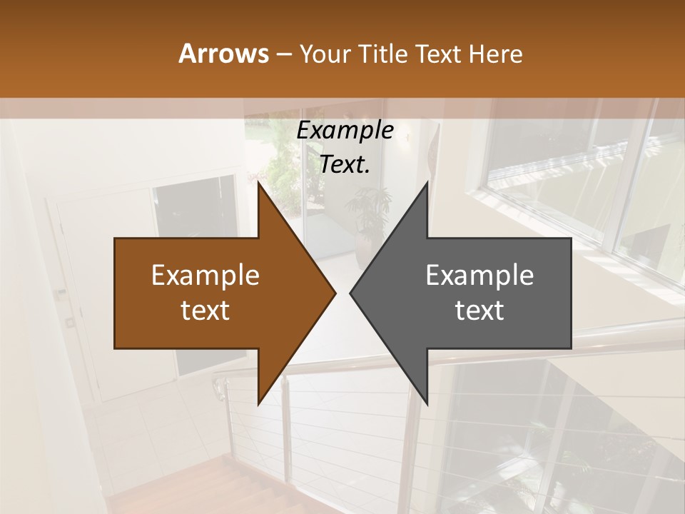 A Staircase Leading Up To A Window In A House PowerPoint Template