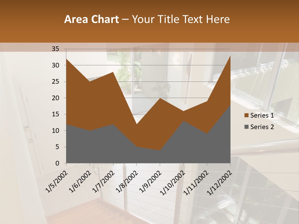 A Staircase Leading Up To A Window In A House PowerPoint Template