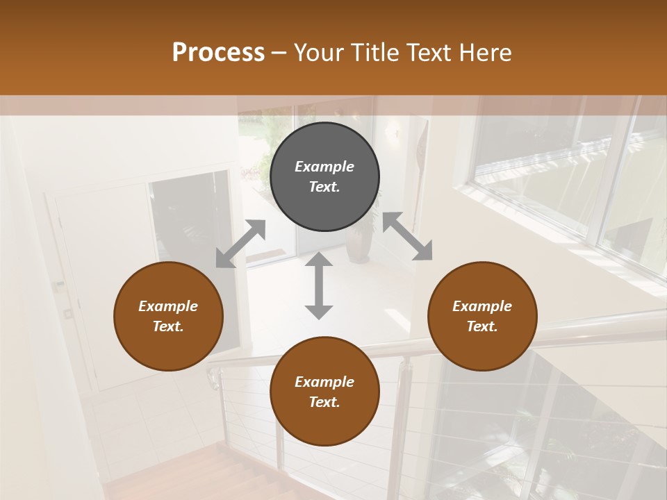 A Staircase Leading Up To A Window In A House PowerPoint Template
