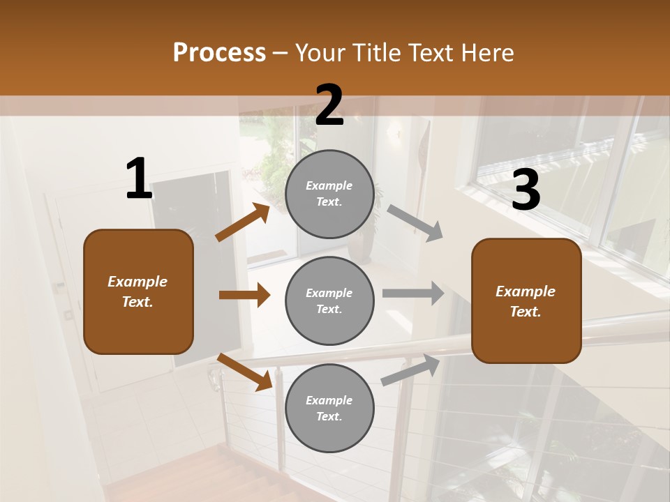 A Staircase Leading Up To A Window In A House PowerPoint Template