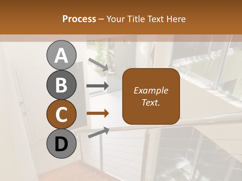 A Staircase Leading Up To A Window In A House PowerPoint Template