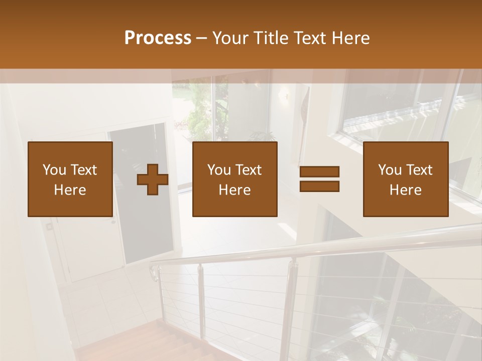 A Staircase Leading Up To A Window In A House PowerPoint Template