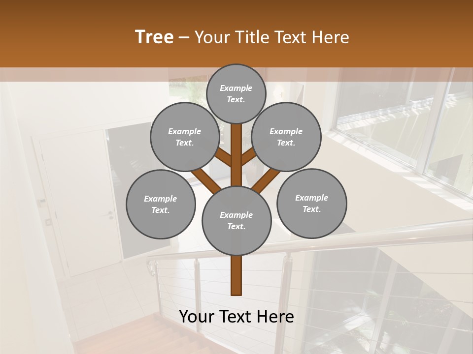 A Staircase Leading Up To A Window In A House PowerPoint Template