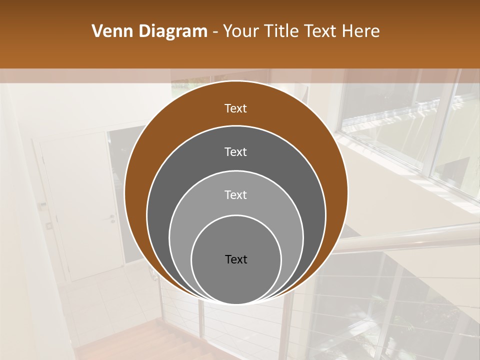 A Staircase Leading Up To A Window In A House PowerPoint Template