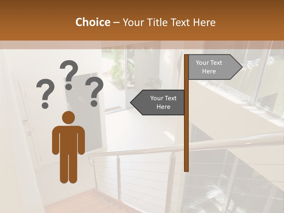 A Staircase Leading Up To A Window In A House PowerPoint Template